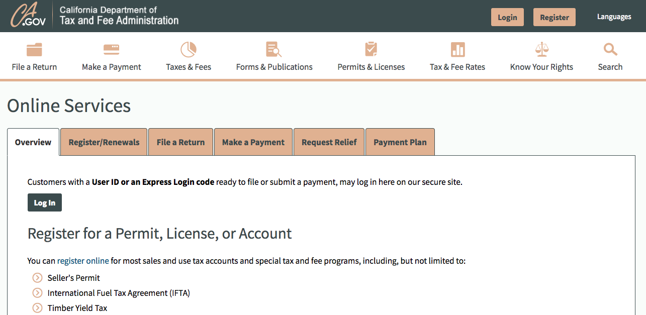 California Sales Tax Permit Registration