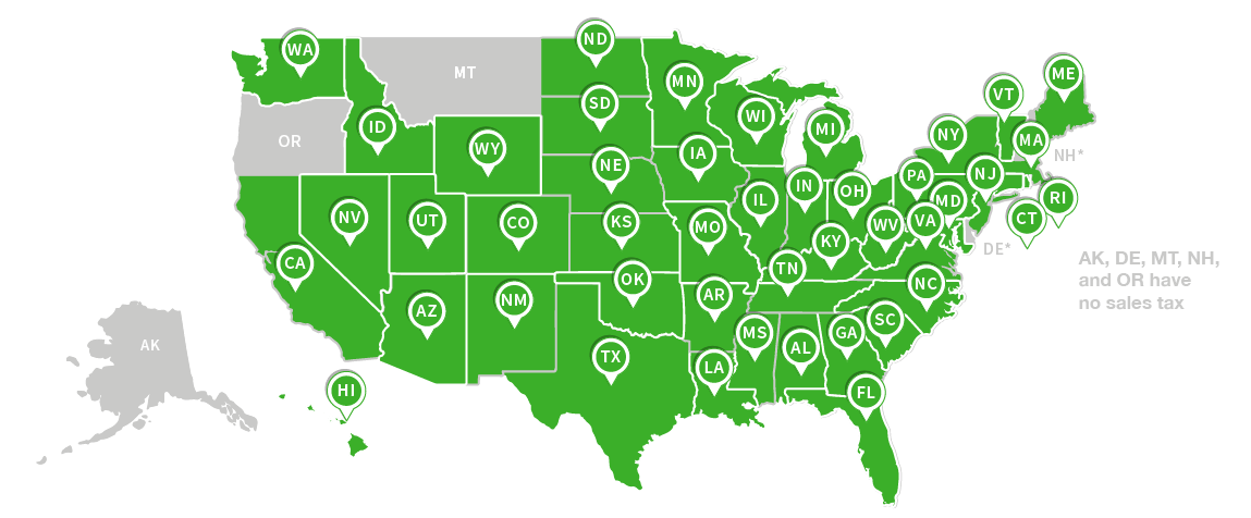 States With a Sales Tax Map