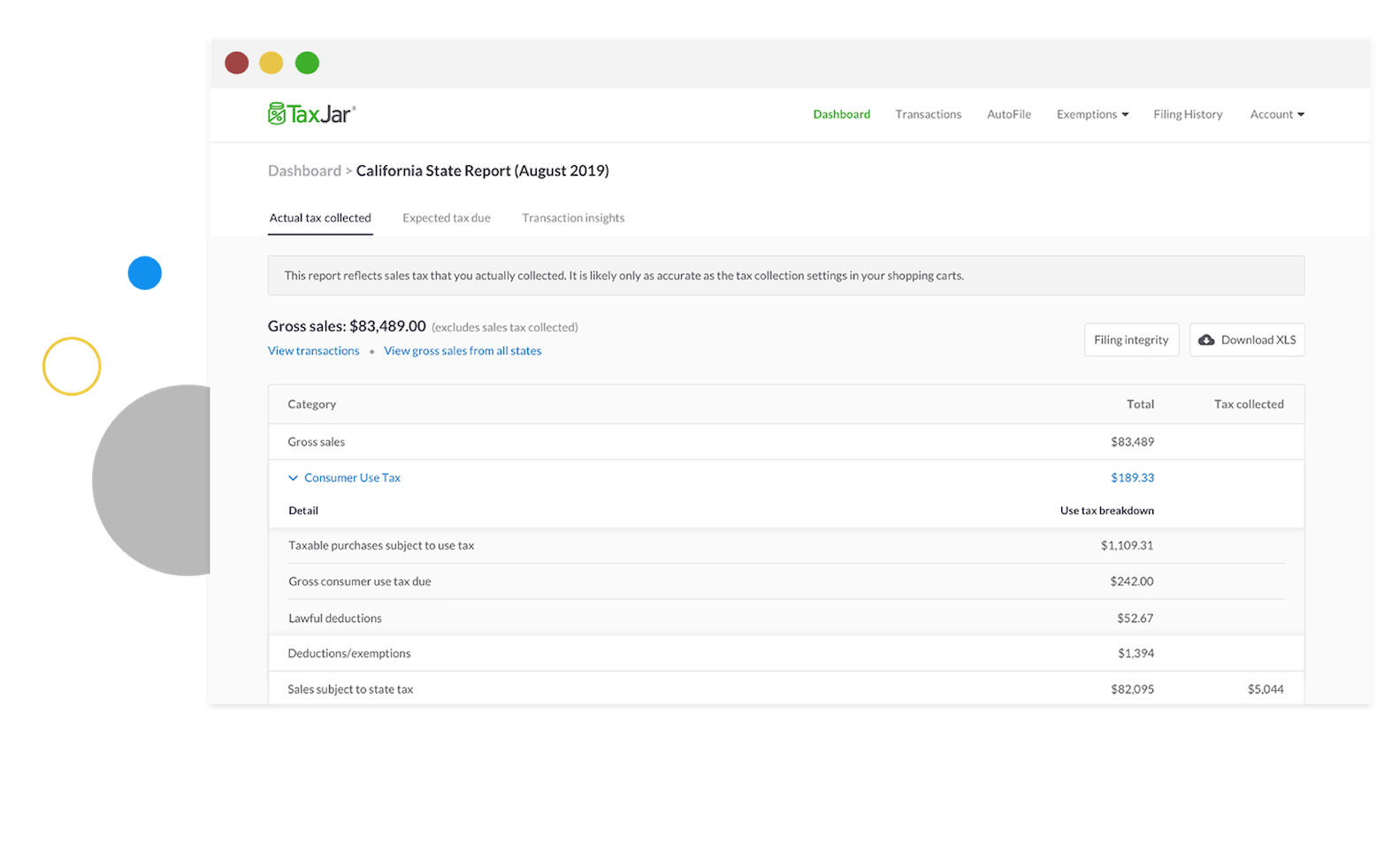 Reporting Screenshot TaxJar